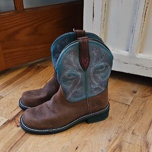 Ariat Brown and Blue Western Boots